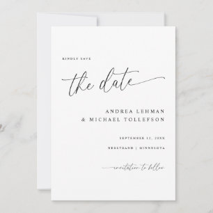 Delicate Calligraphy Modern Simple Wedding Save The Date