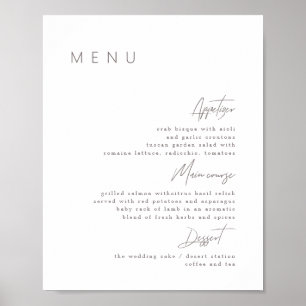 Delicate Calligraphy Modern Wedding Menu Poster