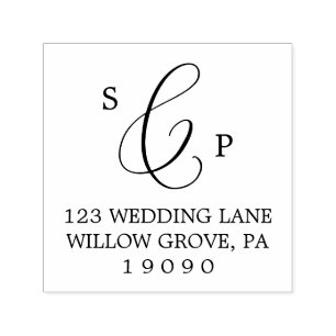 Delicate Calligraphy Monogram Wedding Self-inking Stamp