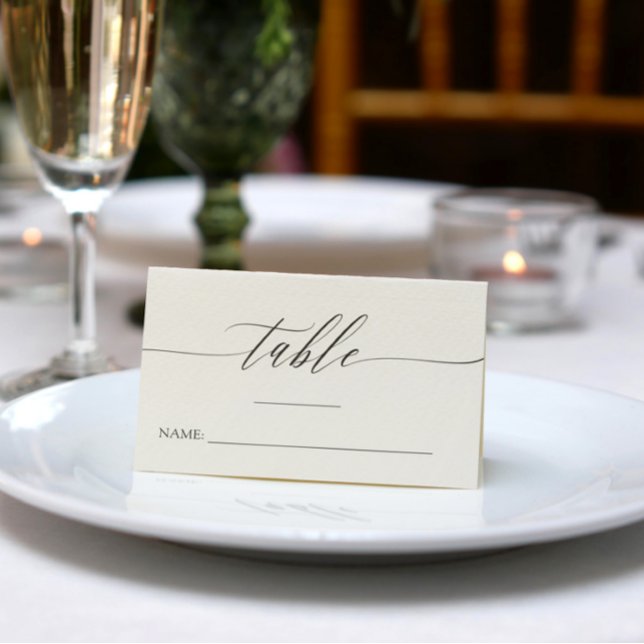 Delicate Calligraphy - Names & Wedding Date Place Card (Creator Uploaded)