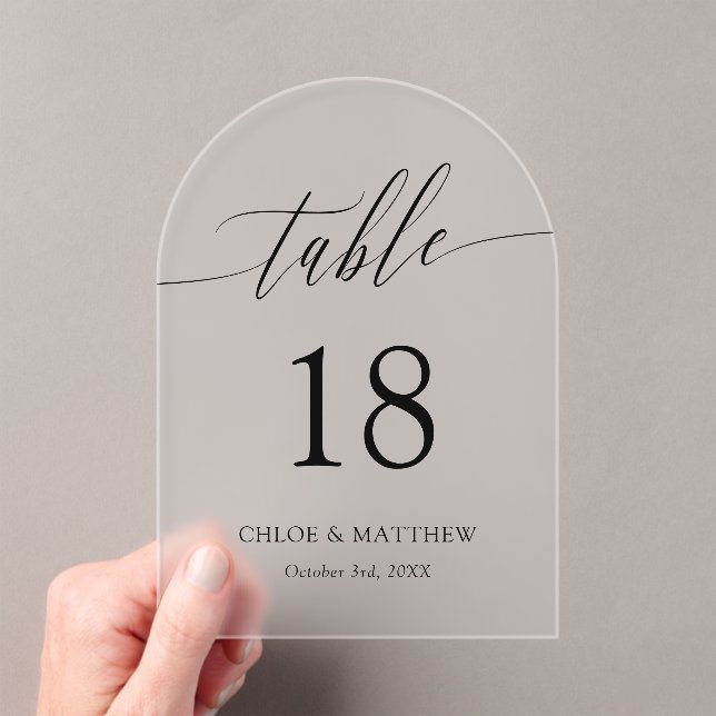 Delicate Calligraphy Names Wedding Table Number (Insitu (Handheld))