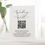 Delicate Calligraphy QR Code Wedding Wishing Well Pedestal Sign<br><div class="desc">This delicate calligraphy QR code wedding wishing well pedestal sign is perfect for a modern wedding. The romantic minimalist design features lovely and elegant black typography on a white background with a clean and simple look.</div>