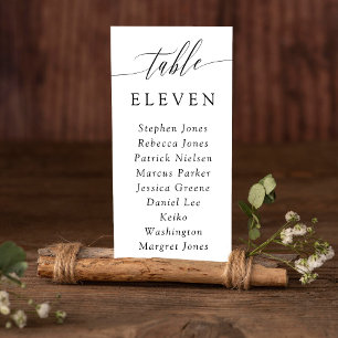 Delicate Calligraphy Table Number Guest Names