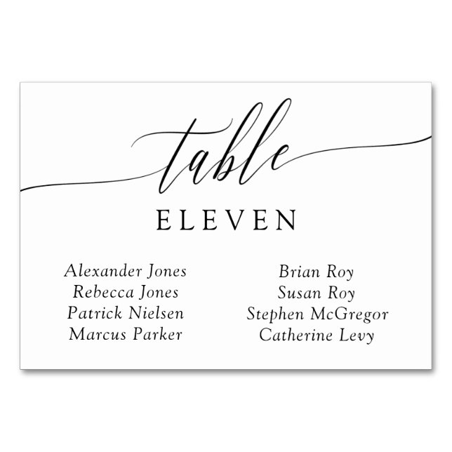 Delicate Calligraphy Table Number Guest Names (Front)