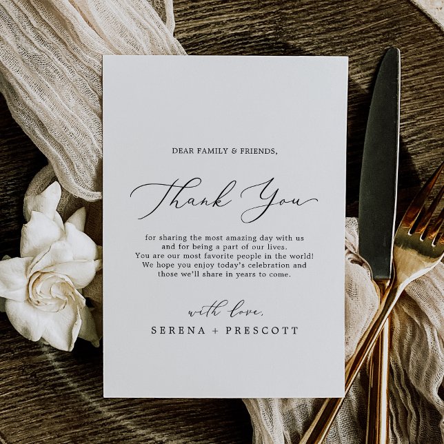 Delicate Calligraphy Thank You Reception Card (Delicate Calligraphy Thank You Reception Card)