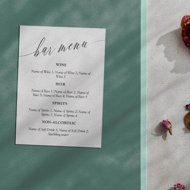 Delicate Calligraphy Wedding Bar Menu (Creator Uploaded)
