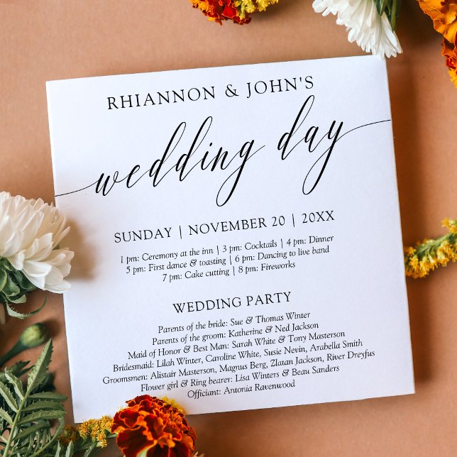 Delicate Calligraphy Wedding Day Program Programme (Creator Uploaded)