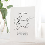 Delicate Calligraphy Wedding Photo Guest Book Pedestal Sign<br><div class="desc">This delicate calligraphy wedding photo guest book pedestal sign is perfect for a modern wedding. The romantic minimalist design features lovely and elegant black typography on a white background with a clean and simple look.</div>
