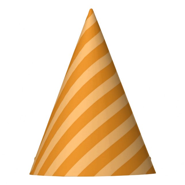 Delicate Carrot Orange diagonal stripes pattern Party Hat (Front)