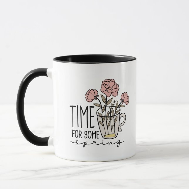 Delicate Charming Time For Some Spring Cute Floral Mug (Left)