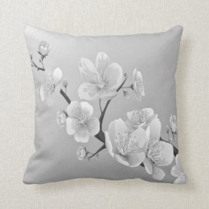 Delicate Cherry Blossom Flowers Throw Pillows