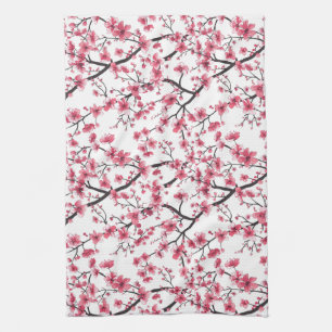 Delicate Cherry Blossom Pattern Tea Towel