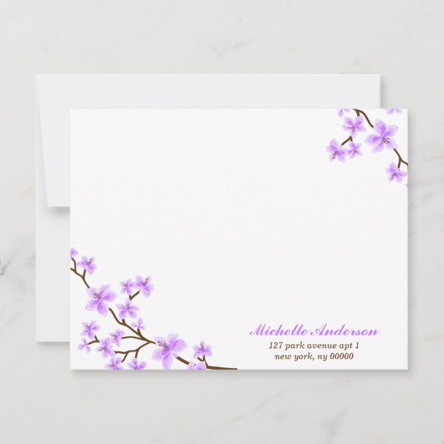 Delicate Cherry Blossoms Custom Flat Note Cards (Front)