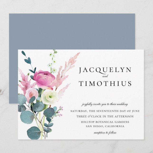 Delicate Chic Garden Floral Wedding Invitation (Front/Back)