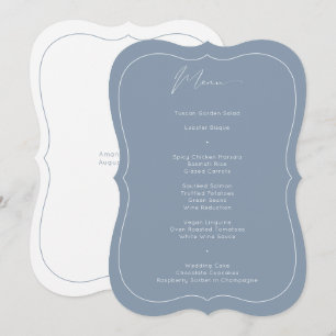 Delicate Classic Dusty Blue Calligraphy Wedding Menu