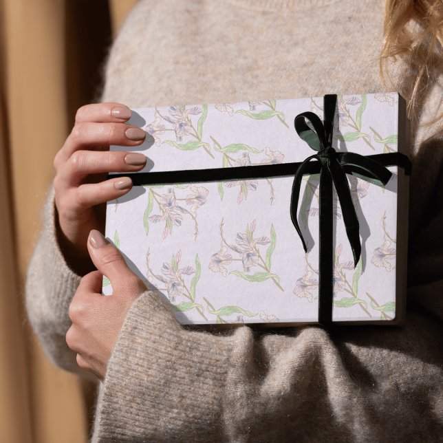 Delicate Classic Flower Pattern in Muted Purple Wrapping Paper Sheet (Creator Uploaded)
