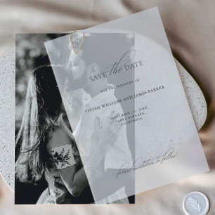 Delicate Classic Wedding Save the Date Card Vellum Invitations