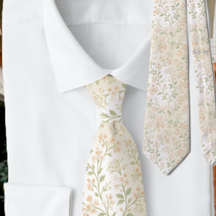 Delicate Classy Botanical Floral Pattern Tie
