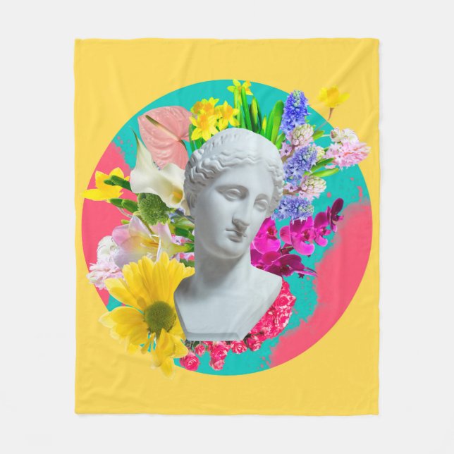 Delicate. Collage with plaster head statue isolate Fleece Blanket (Front)