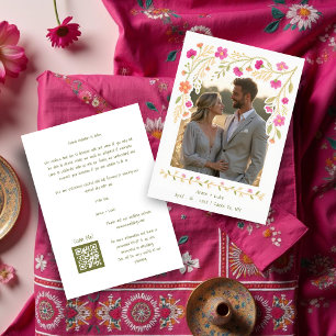 Delicate Colorful Floral Border Mexican Embroidery Save The Date