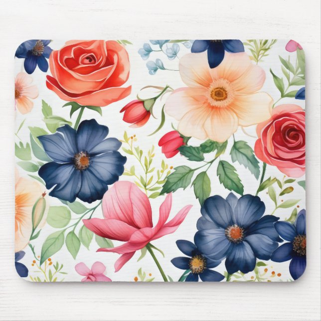 Delicate Colourful Flowers Mouse Mat (Front)