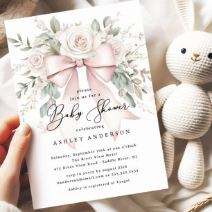 Delicate Coquette Bow Baby Shower Invitation