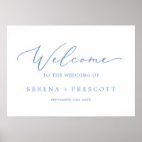 Delicate Cornflower Blue Wedding Welcome