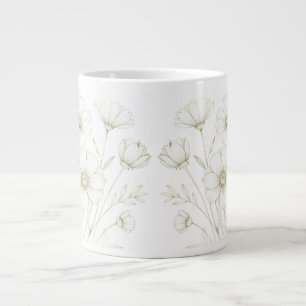 Delicate Cosmos Bouquet Line Art Grace Large Coffee Mug