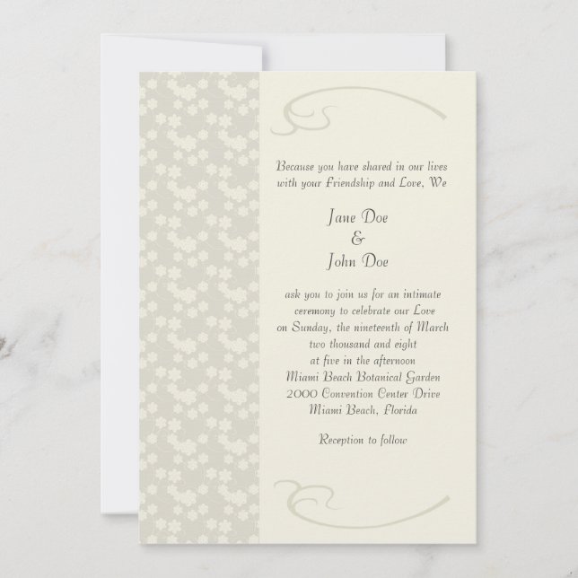 Delicate Cream Floral Wedding Invitations Custom (Front)