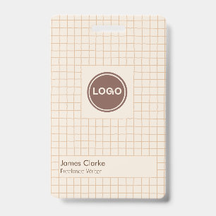 Delicate Creamy Brown Chequered Pattern with Logo ID Badge