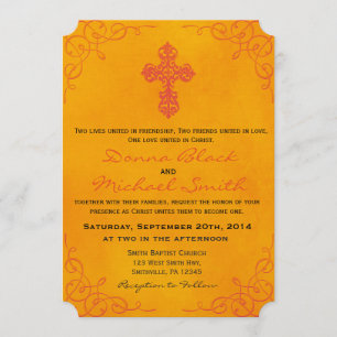 Delicate Cross Religious Wedding Invitations