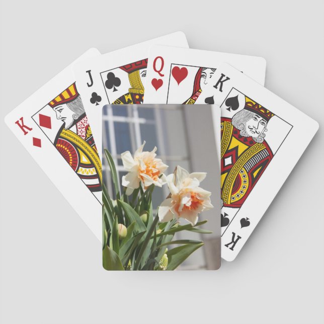 Delicate cute daffodils spring   playing cards (Back)