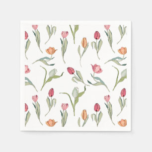 Delicate Cute Flowers Tulips Napkin