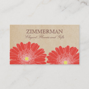 Delicate Daisies Business Card, Red Flowers Business Card
