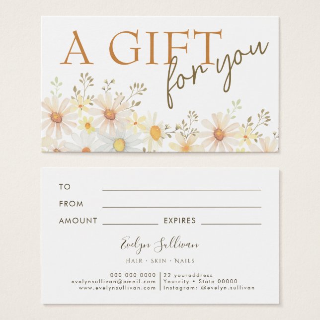 Delicate daisies gift card (Front & Back)