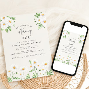 Delicate Daisies Kids Birthday Party Invitation