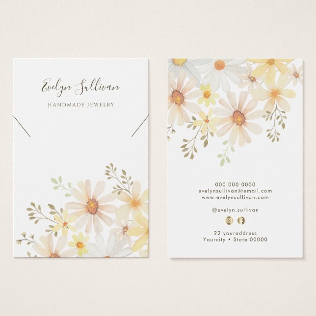 Delicate daisies necklace display card (Front & Back)