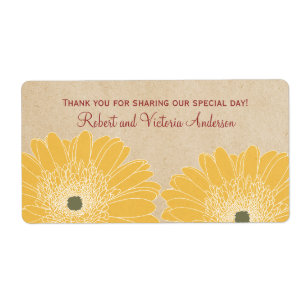 Delicate Daisies Wedding Labels, Yellow
