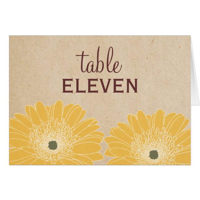 Delicate Daisies Wedding Table Card, Yellow (Front Horizontal)