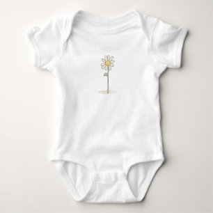 Delicate Daisy Illustration - Simple Sweet Flower Baby Bodysuit