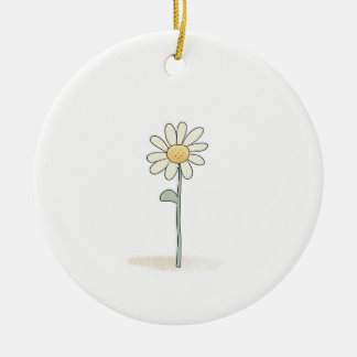 Delicate Daisy Illustration - Simple Sweet Flower Ceramic Tree Decoration