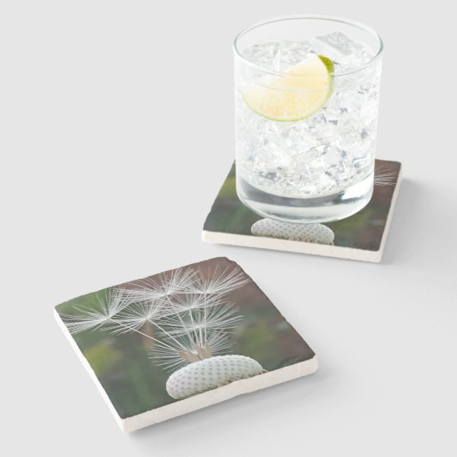 Delicate Dandelion Seeds  Stone Coaster (Side)
