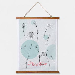 Delicate Dandelion Wish Design Wood Topped Wall Hanging Tapestry