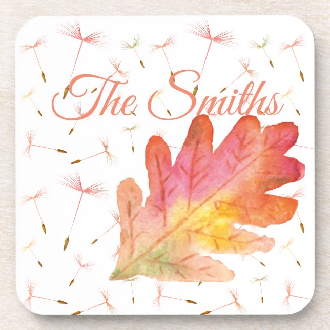 Delicate Dandelions & Autumn Leaf Coaster (Front)