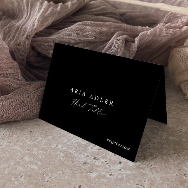 Delicate Dark Black Head Table Menu Place Cards (Creator Uploaded)