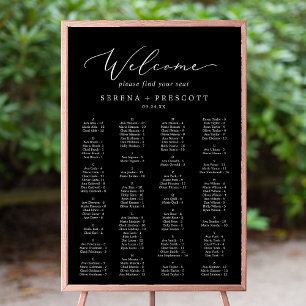 Delicate Dark Black Printable Seating Chart Poster