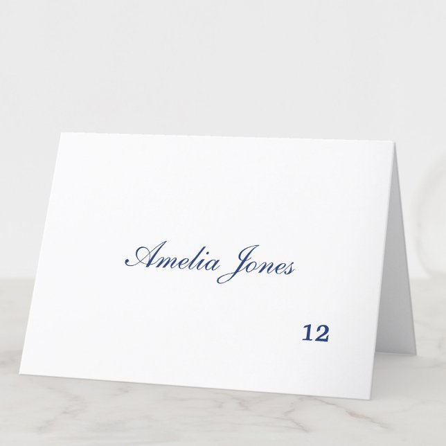 Delicate Dark Blue Guest Name Place Card (Creator Uploaded)