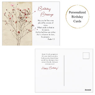 Delicate Desert Wildflowers Orthodox Birthday Postcard