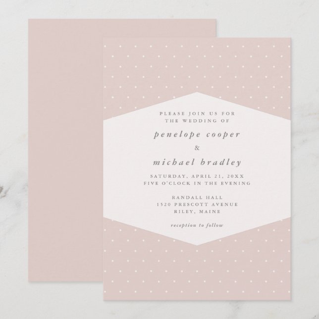 Delicate Dots Blush Pink Wedding Invitation (Front/Back)