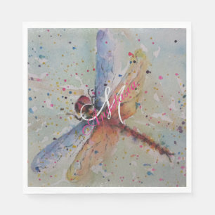 DELICATE DRAGON FLY MONOGRAM PARTY NAPKIN
